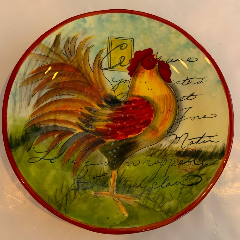 Certified International Colorful Rooster Art Plate/Platter 11.5” Diameter NEW